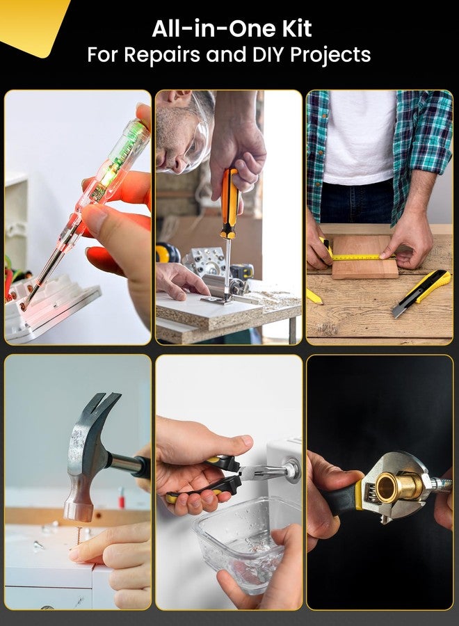 Cheston 18 Piece DIY Hand Tool Set I Steel Alloy Multi-bit Screwdriver, Wrench, Hammer, Measuring Tape, Plier I Essential Tools Kit for Everyday Home Repairs - Image 5